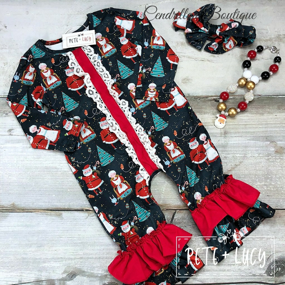 Pete+Lucy Holiday Romper, 3-6M, 9-12M